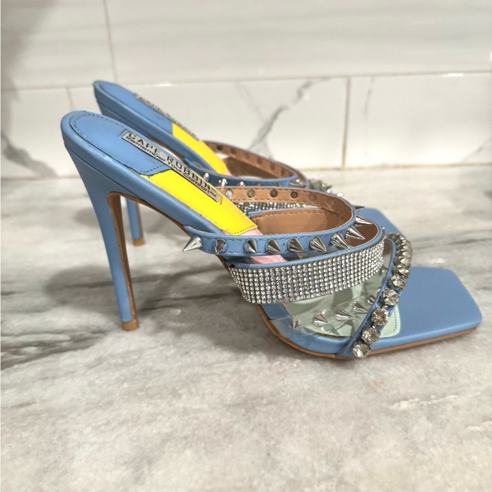 Cape Robbin Blue and Silver Spiked Heels - Picture 7 of 9
